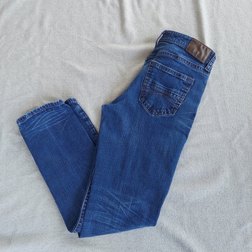 Express Mens Classic Boot Stretch Jeans Blue Medium Wash 32x34